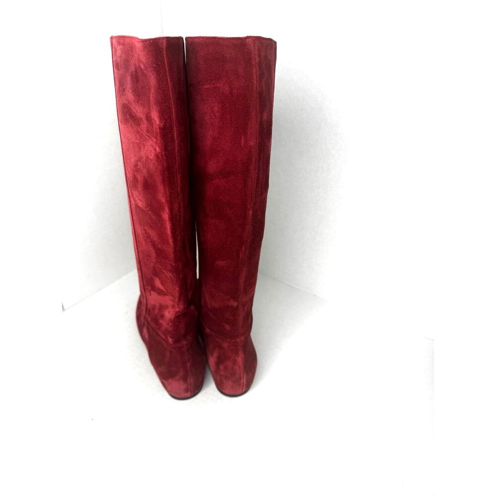 Longchamp Red Brick Suede Knee High Riding Boots Flat Leather EU 37 - Picture 9 of 9